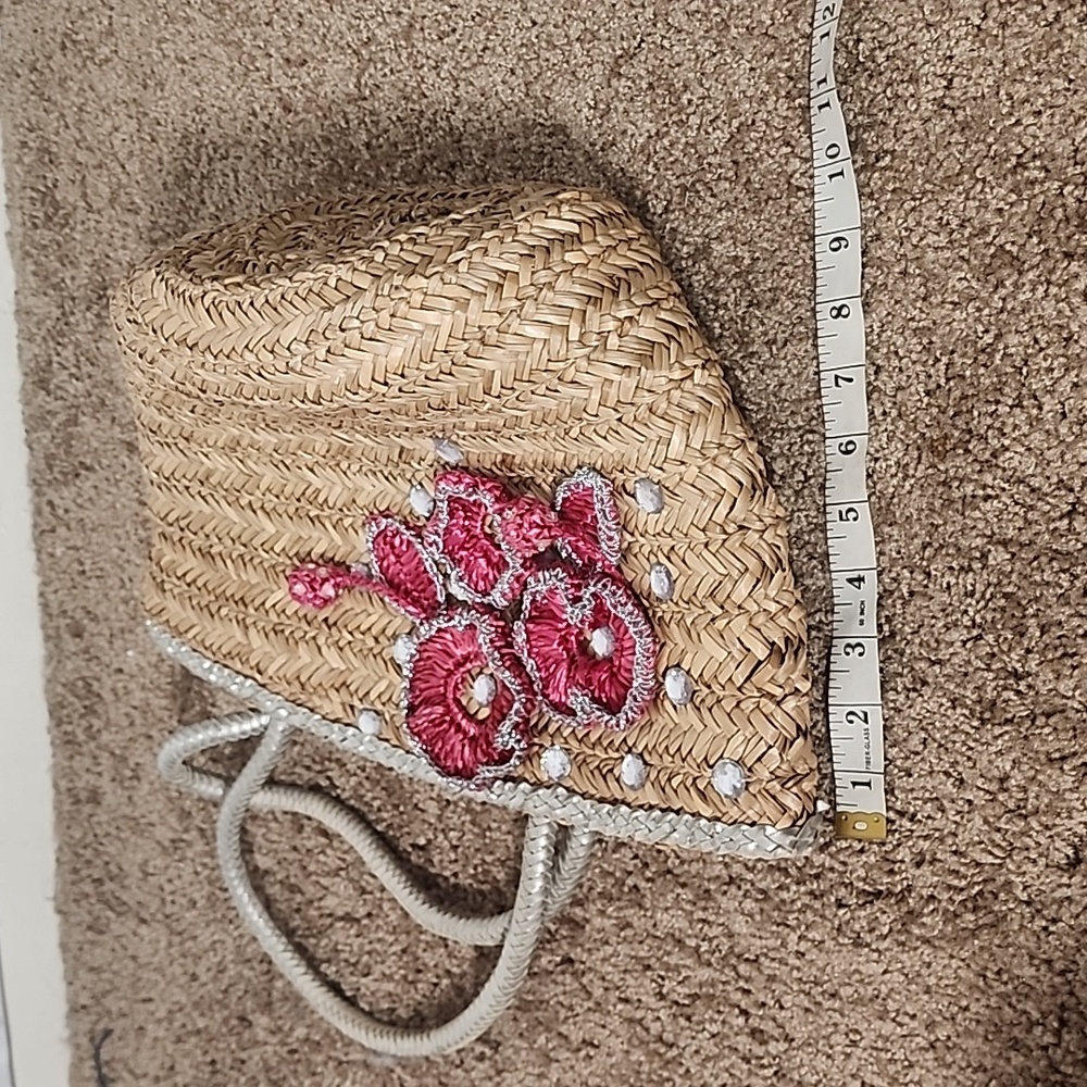 Wicker Shabby Chic Cottage Floral Purse - Picture 10 of 12